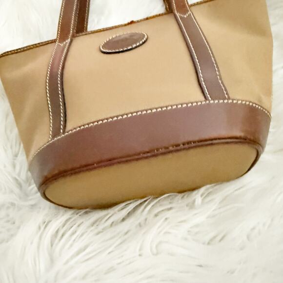 HUNTING WORLD | Canvas Leather Tote Bag Zipper Top Taupe Tan Brown Trapeze - Picture 6 of 8